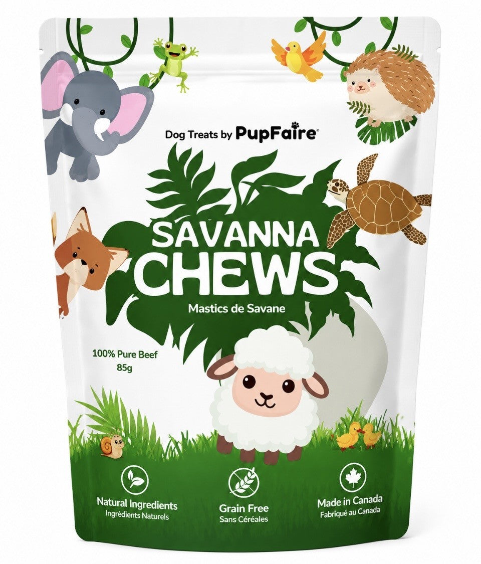 Savanna Chews by PupFaire — 100% pure beef dog treats, 85g