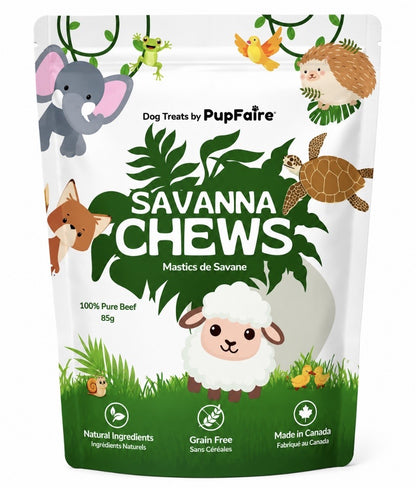 Savanna Chews by PupFaire — 100% pure beef dog treats, 85g